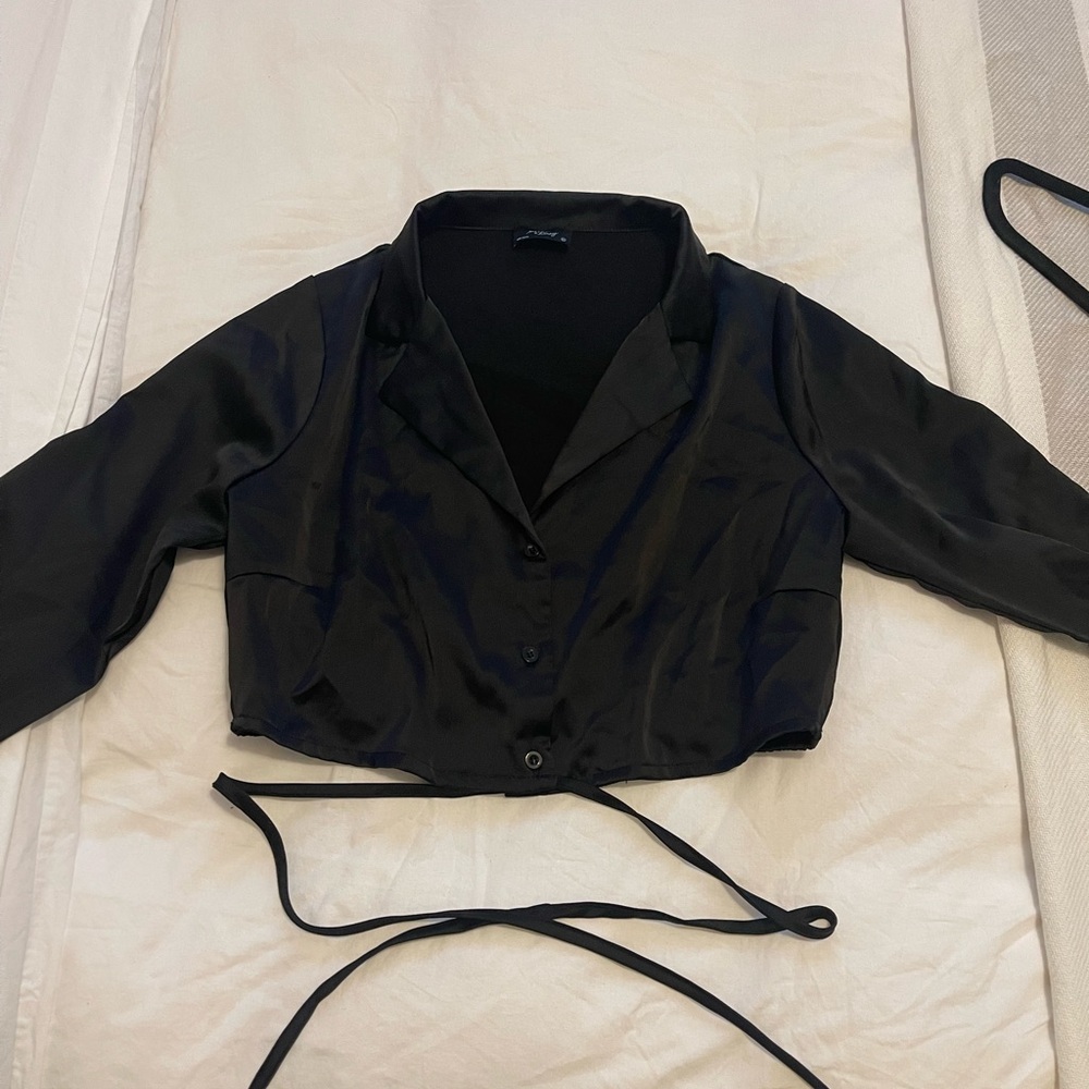 Black Button Down Shirt with Crop Fit